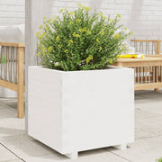 Plantenbak massief grenenhout 60x60x49,5 cm wit