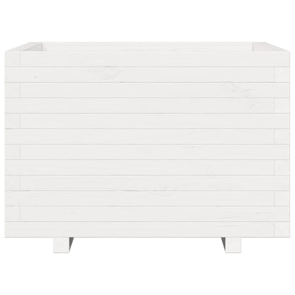 Plantenbak 70x70x49,5 cm massief grenenhout wit