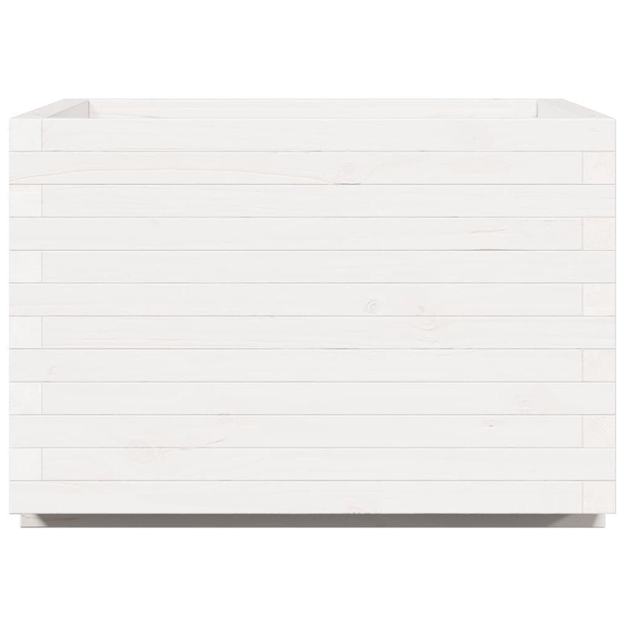 Plantenbak 70x70x49,5 cm massief grenenhout wit
