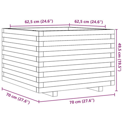 Plantenbak 70x70x49,5 cm massief grenenhout wasbruin