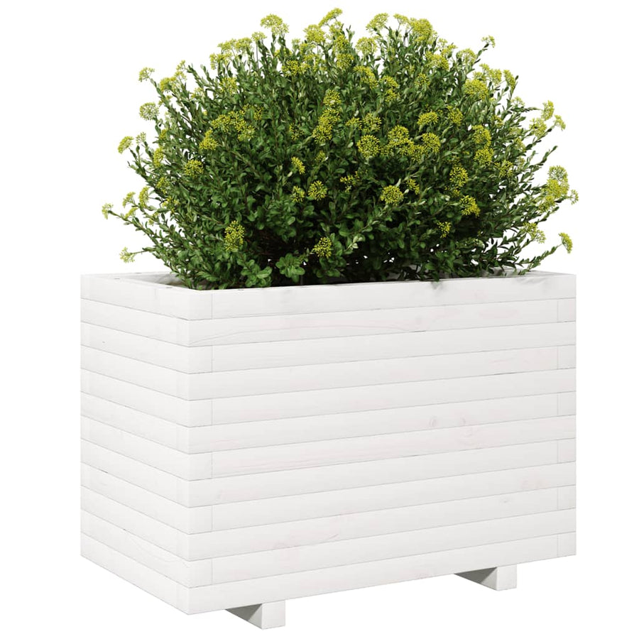 Plantenbak 70x40x49,5 cm massief grenenhout wit