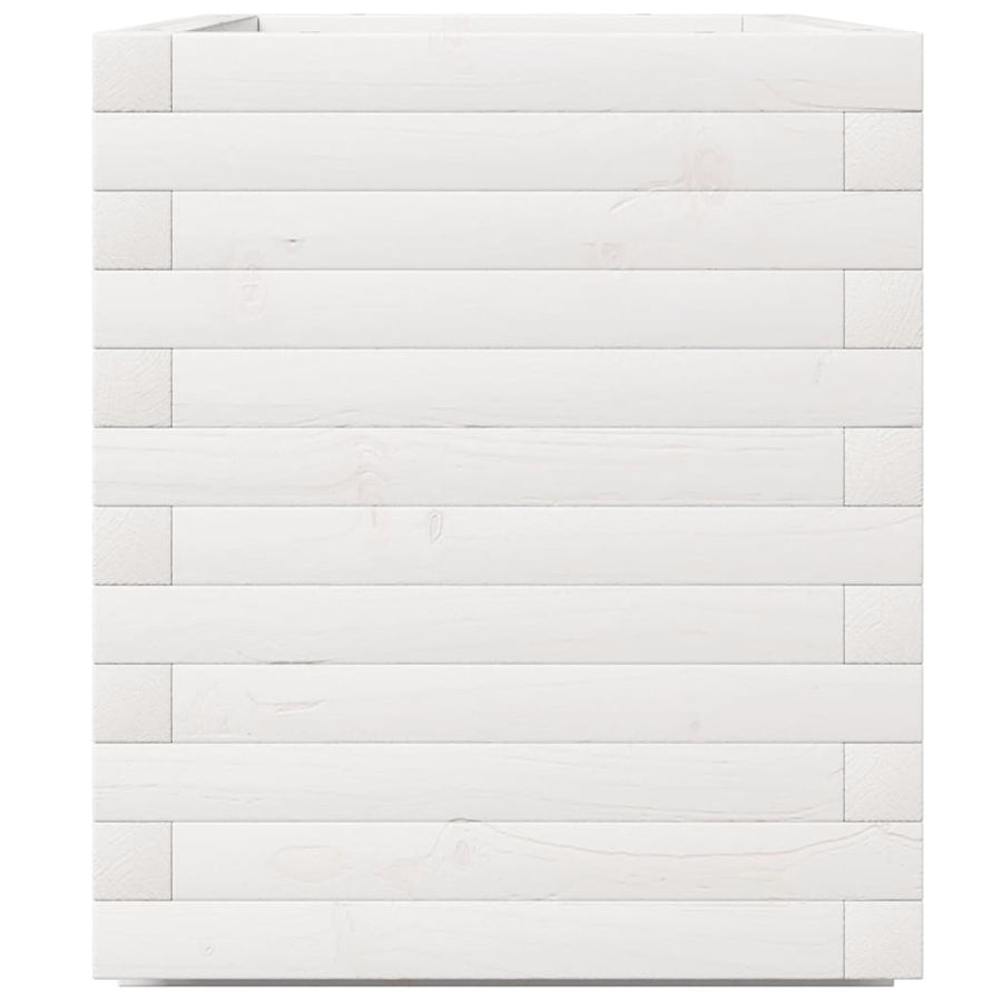 Plantenbak 70x40x49,5 cm massief grenenhout wit
