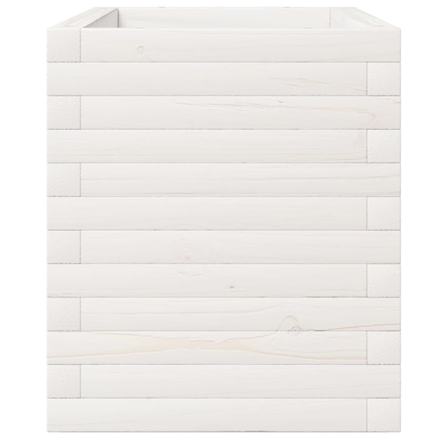 Plantenbak 110x40x49,5 cm massief grenenhout wit