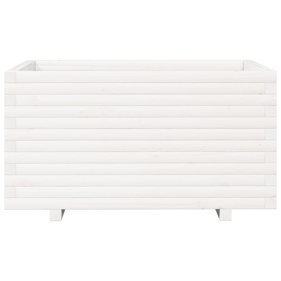 Plantenbak 90x60x49,5 cm massief grenenhout wit