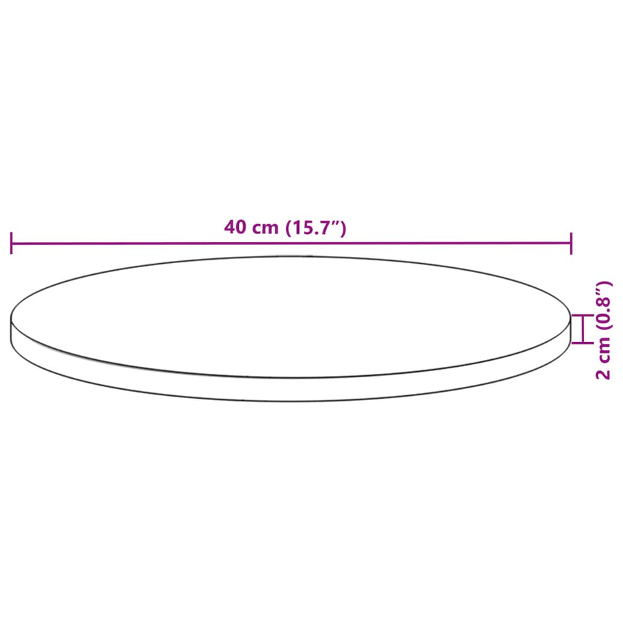 Tafelblad Rond Massief Acaciahout Ø 40 x 2 cm Naturel (onafgewerkt)