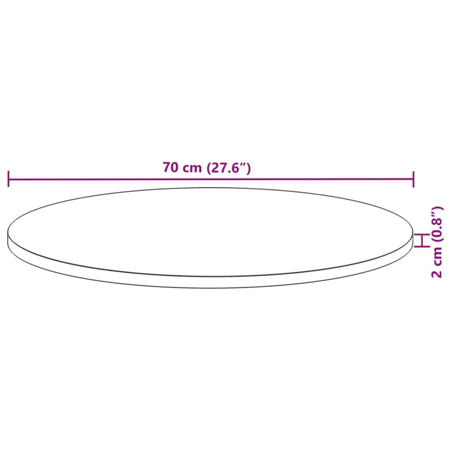 Tafelblad Rond Ø 50X2 Cm Massief Acaciahout Ø 70 x 2 cm Naturel (onafgewerkt)