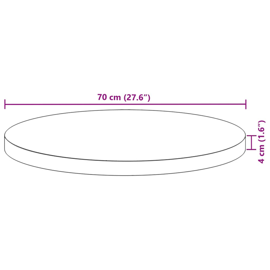 Tafelblad rond Ø 70x4 cm massief acaciahout