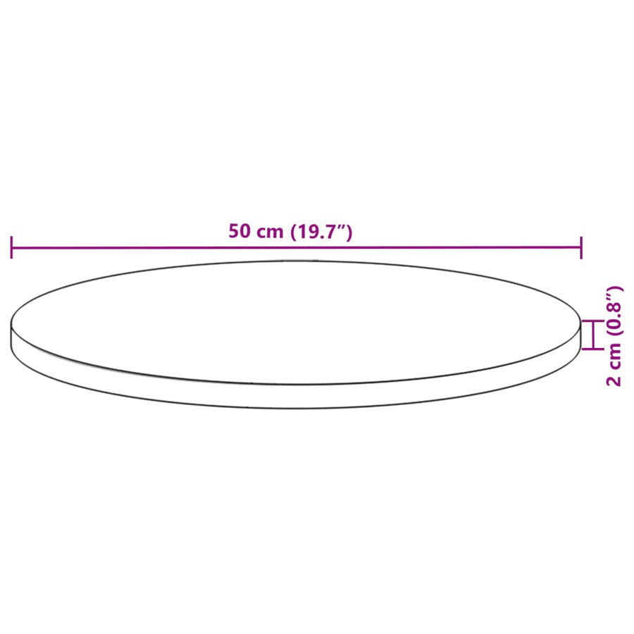 Tafelblad Rond Massief Acaciahout Ø 50 x 2 cm Olie-afwerking