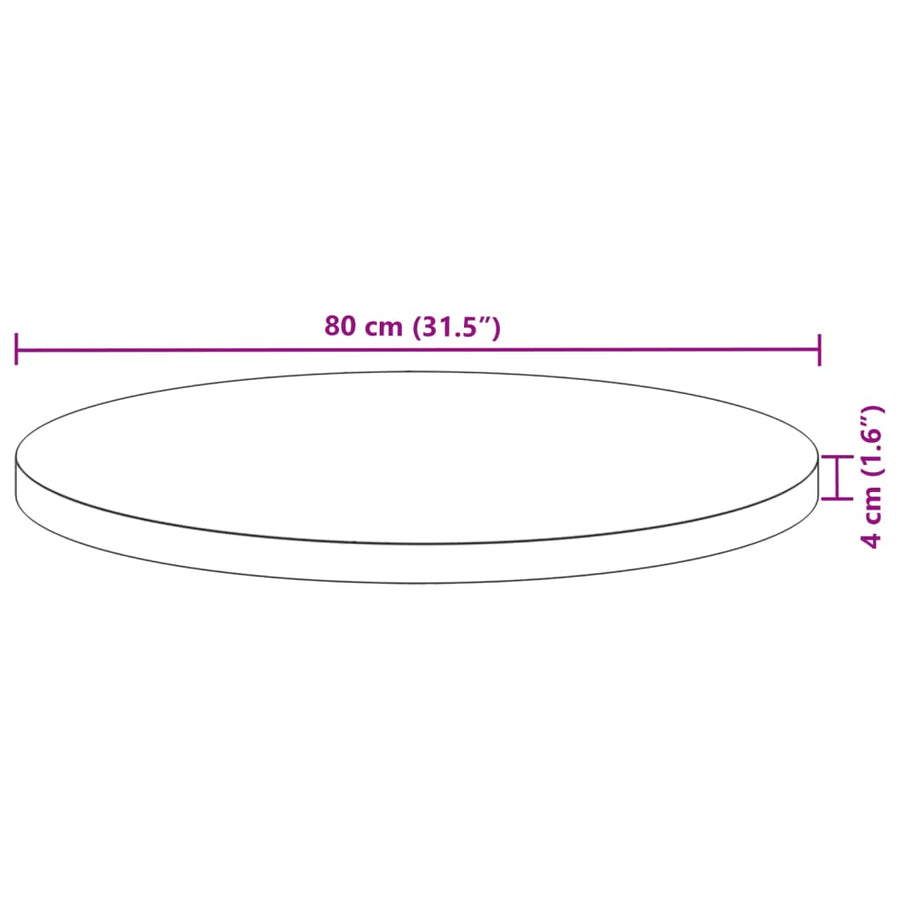 Tafelblad rond Ø 80x4 cm massief acaciahout