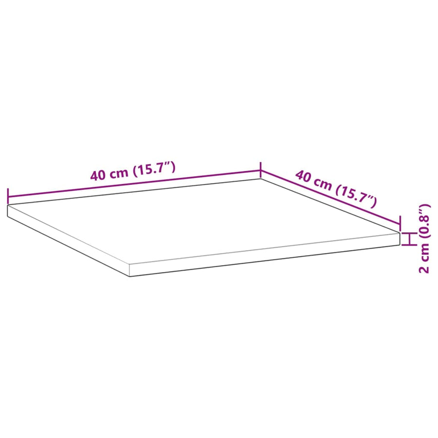Tafelblad Vierkant Massief Acaciahout 40 x 40 x 2 cm Naturel (onafgewerkt)