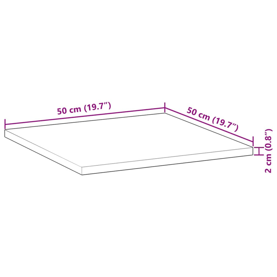 Tafelblad vierkant 50x50x2 cm massief acaciahout