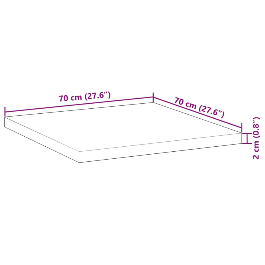 Tafelblad vierkant 70x70x2 cm massief acaciahout