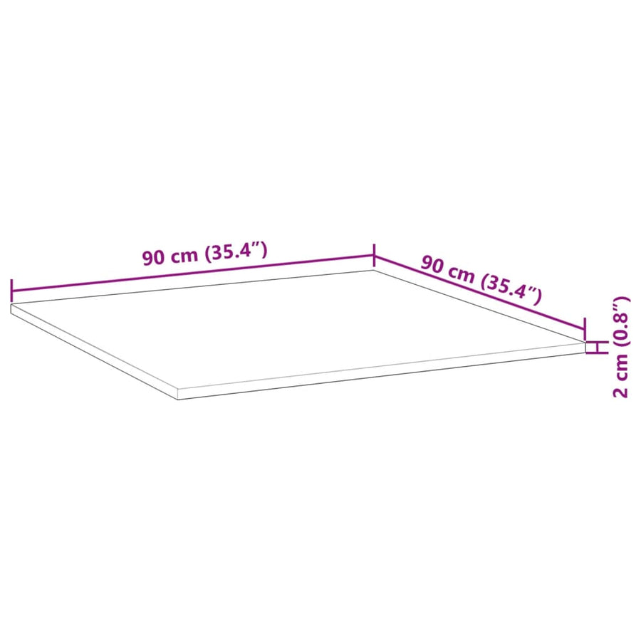 Tafelblad Vierkant Massief Acaciahout 90 x 90 x 2 cm