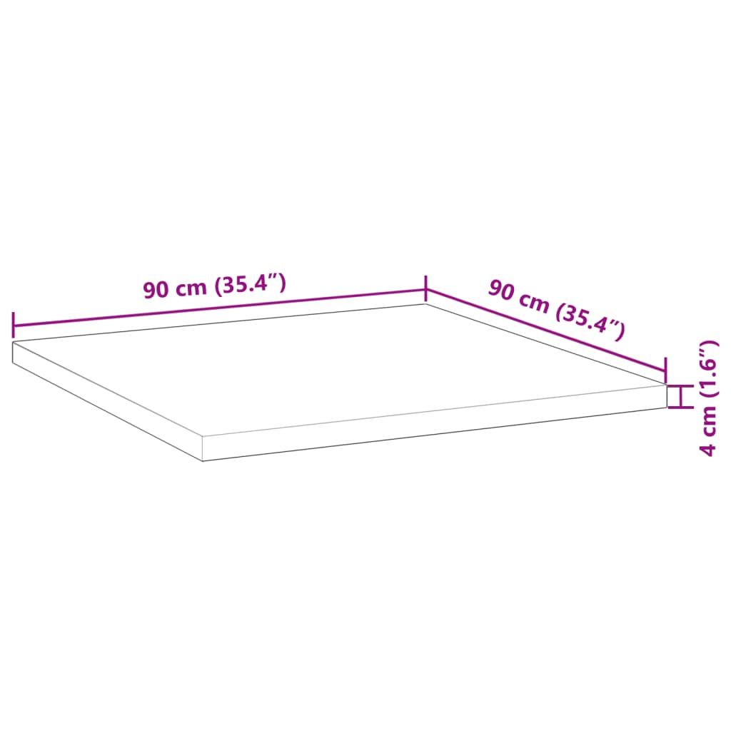 Tafelblad Vierkant 90X90X4 Cm Massief Acaciahout