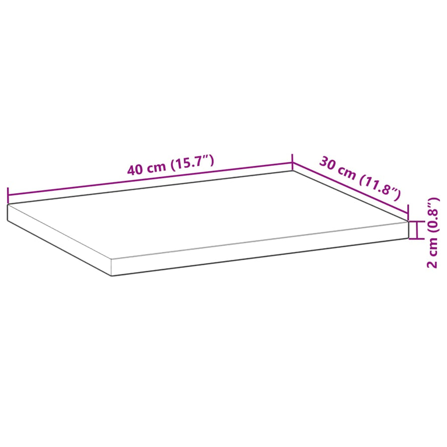 Tafelblad Rechthoekig Massief Acaciahout 40 x 30 x 2 cm Naturel (onafgewerkt)