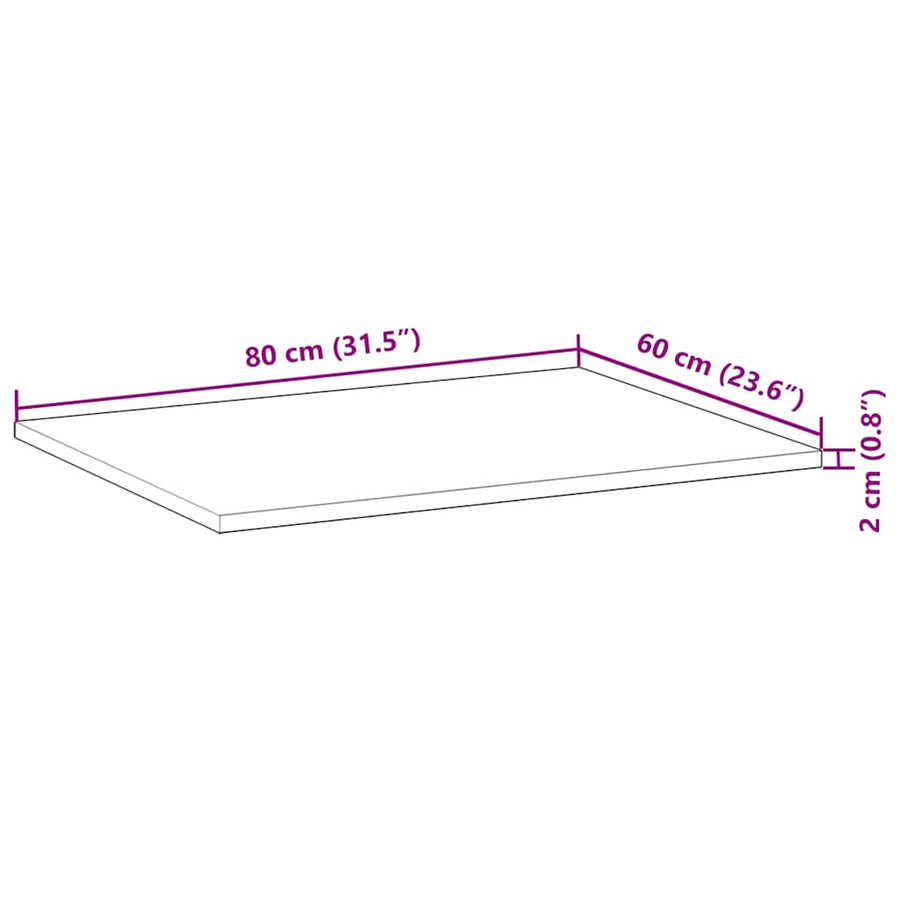Tafelblad Rechthoekig Massief Acaciahout 80 x 60 x 2 cm