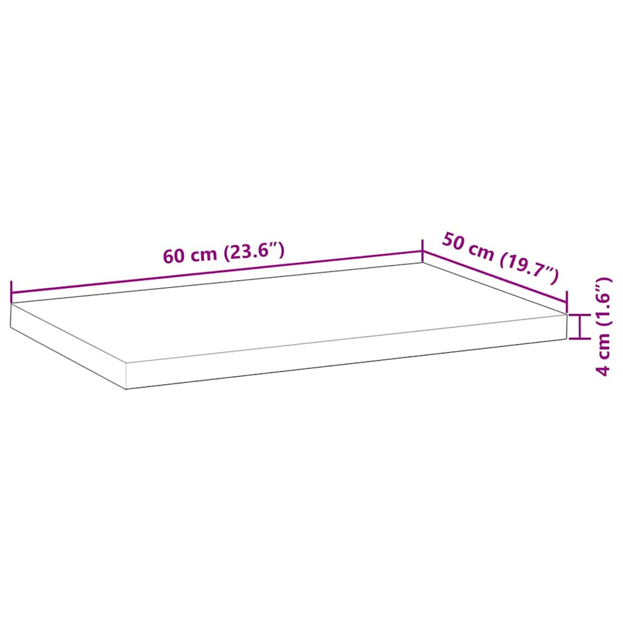 Tafelblad rechthoekig 60x50x4 cm massief acaciahout
