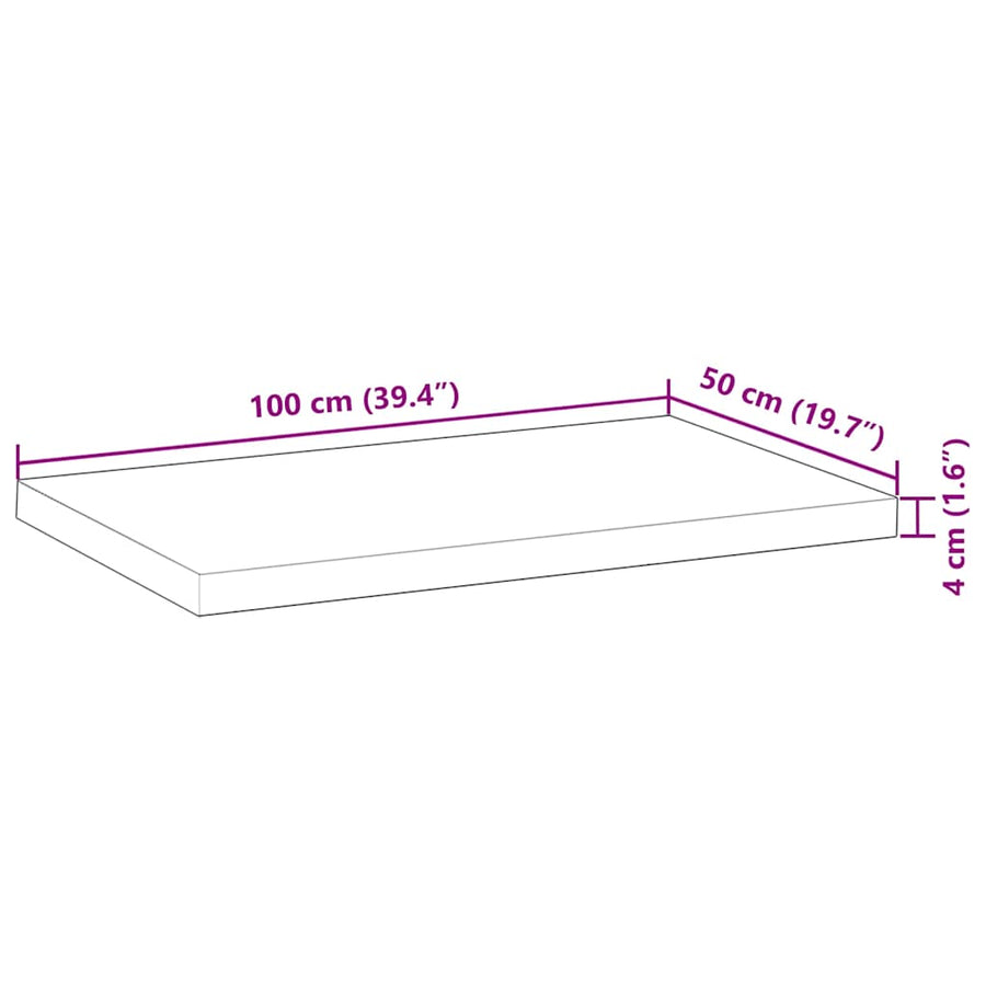 Tafelblad rechthoekig 100x50x4 cm massief acaciahout