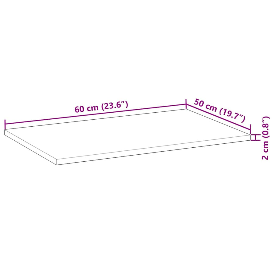 Tafelblad Rechthoekig Massief Acaciahout 60 x 50 x 2 cm Olie-afwerking