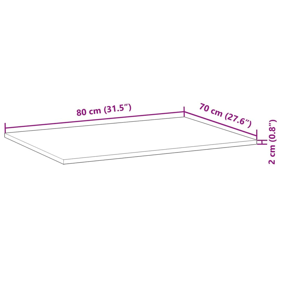 Tafelblad Rechthoekig Massief Acaciahout 80 x 70 x 2 cm Olie-afwerking