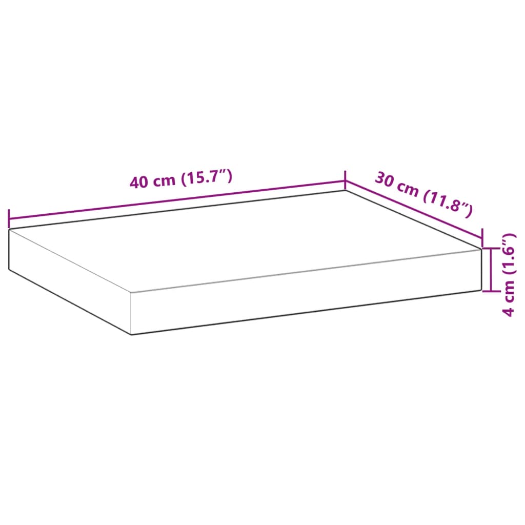 Tafelblad rechthoekig 40x30x4 cm massief acaciahout