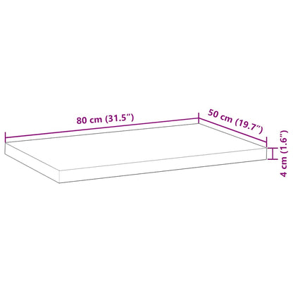 Tafelblad rechthoekig 80x50x4 cm massief acaciahout