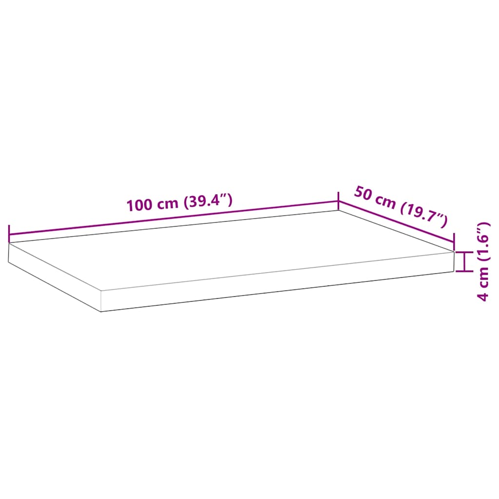 Tafelblad rechthoekig 100x50x4 cm massief acaciahout