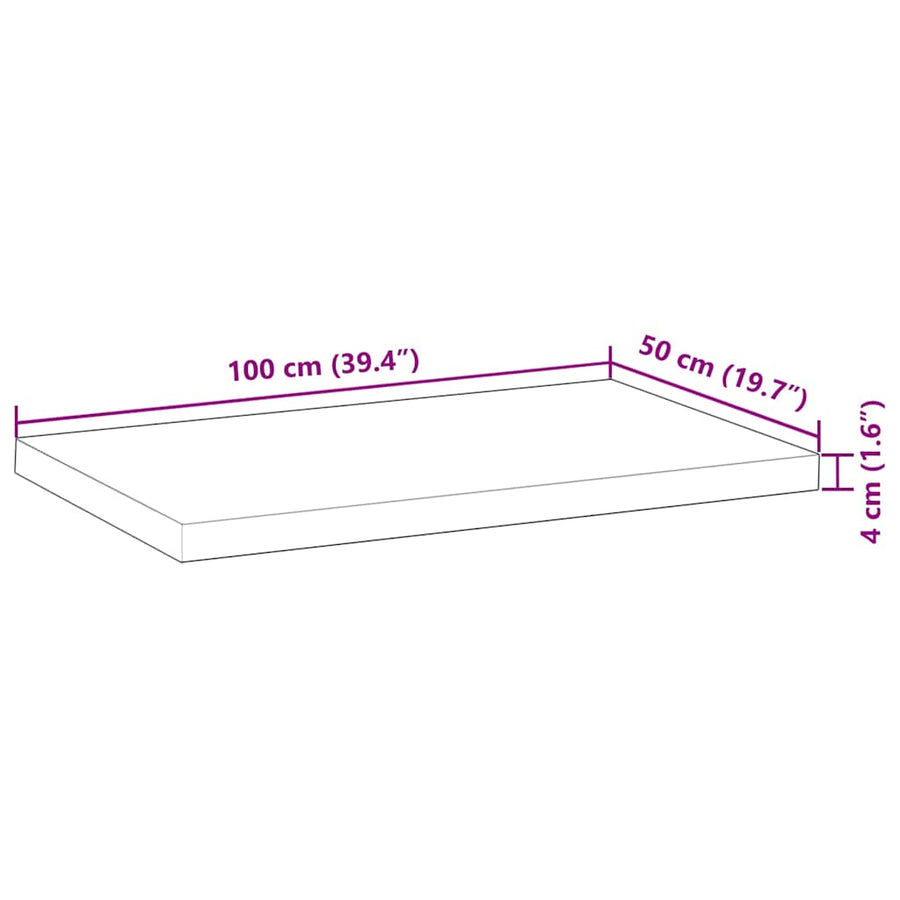 Tafelblad rechthoekig 100x50x4 cm massief acaciahout