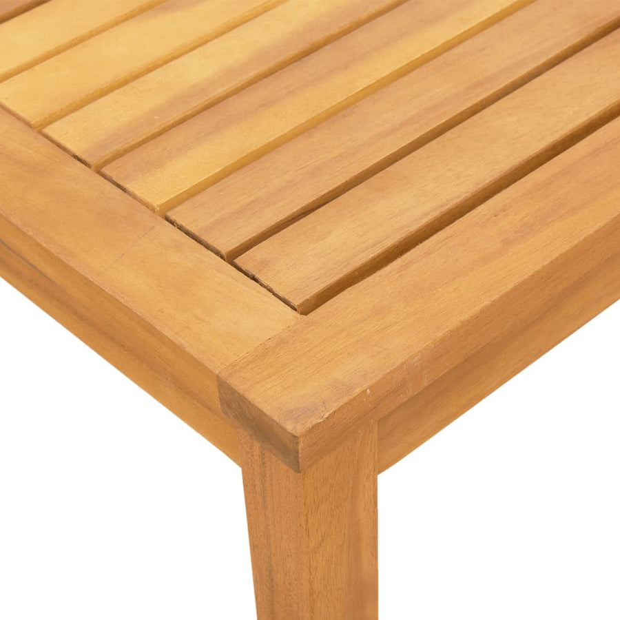 Ligbed met tafel massief acaciahout en textileen crèmekleurig