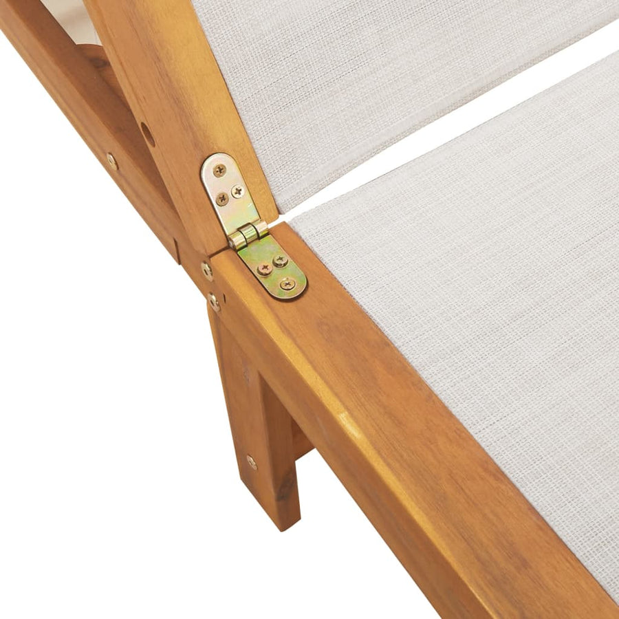 Ligbed met tafel massief acaciahout en textileen grijs