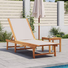 Sun Lounger with Table Solid Acacia Wood and Textilene Grey