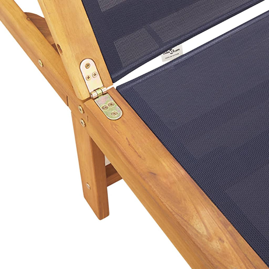 Ligbed met tafel massief acaciahout en textileen blauw