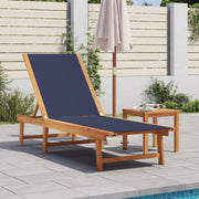 Ligbed met tafel massief acaciahout textileen blauw