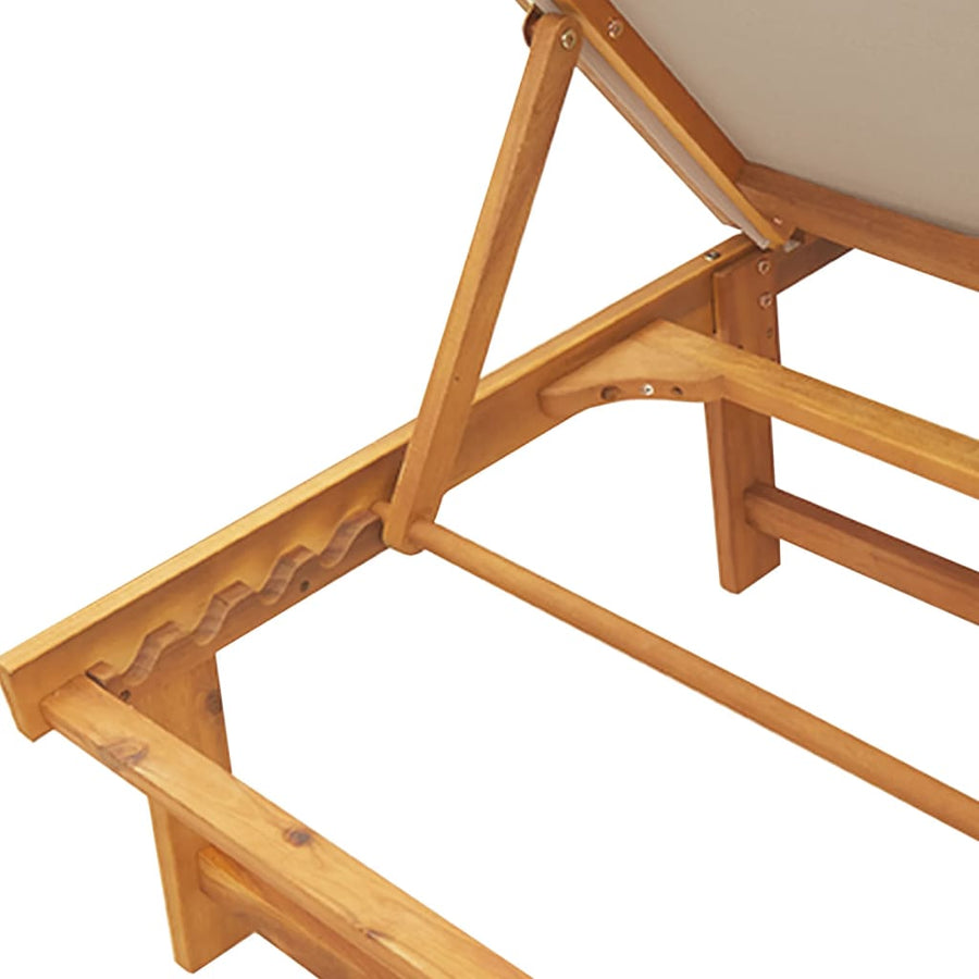 Ligbed met tafel massief acaciahout en textileen taupe