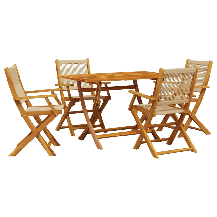 5-Delige Tuinset Polypropeen En Massief Hout Beige