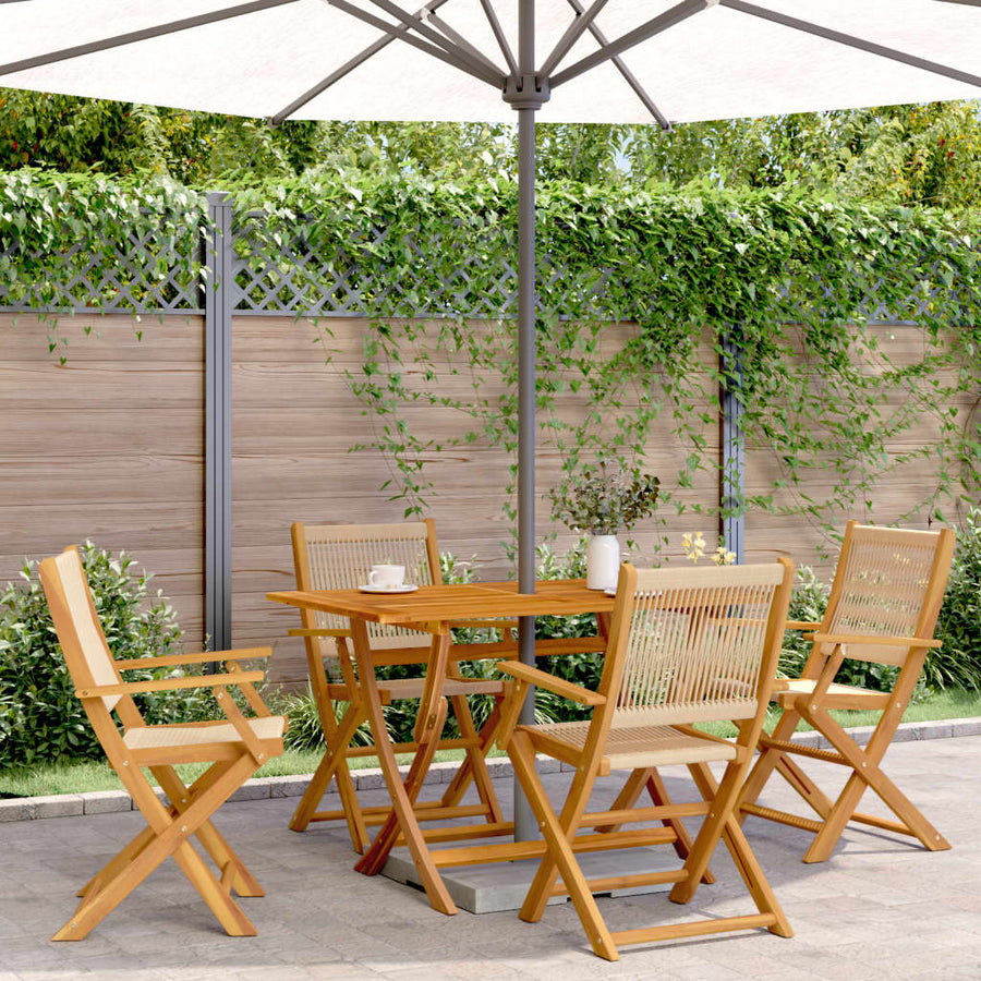 5-Delige Tuinset Polypropeen En Massief Hout Beige
