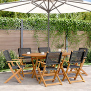 Tuinset 7-delig poly rattan massief hout zwart