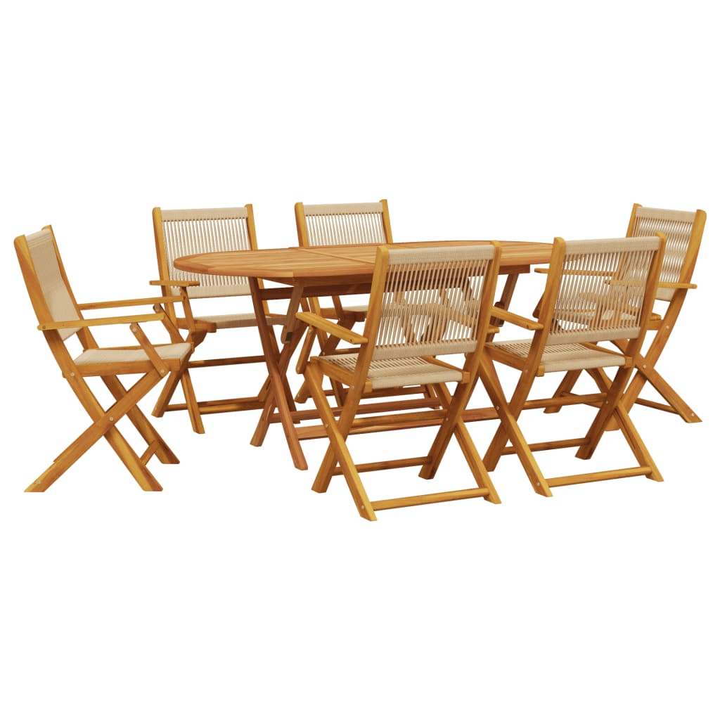 7-Delige Tuinset Polypropeen En Massief Hout Beige