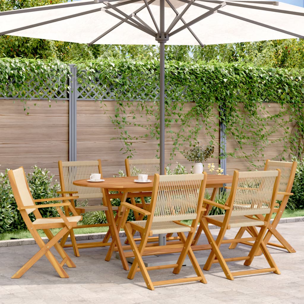 7-Delige Tuinset Polypropeen En Massief Hout Beige