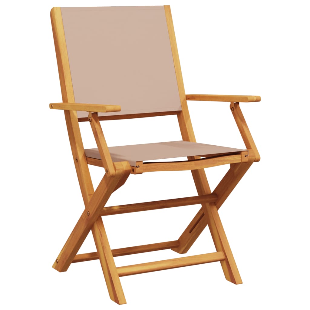7-delige Tuinset massief hout en stof taupe