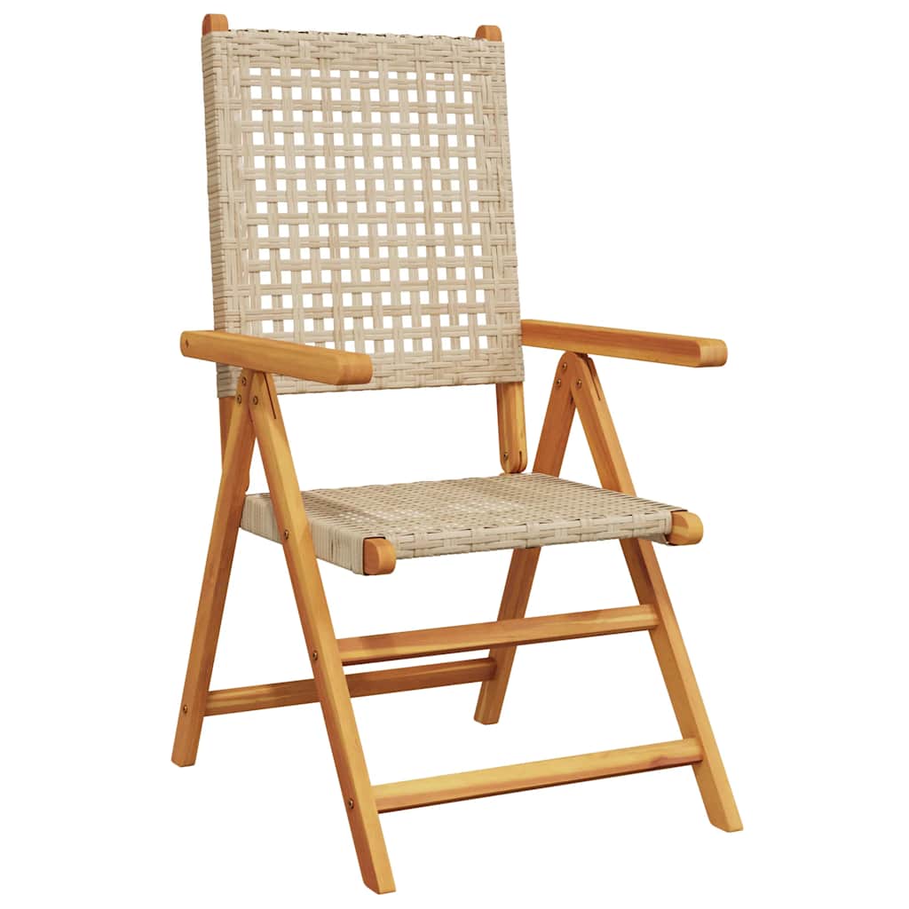 7-Delige Tuinset Poly Rattan En Massief Hout Beige