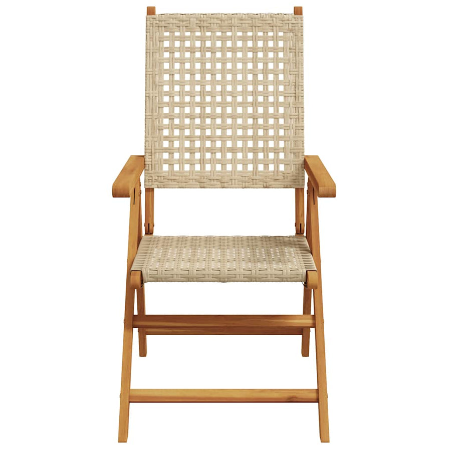 7-Delige Tuinset Poly Rattan En Massief Hout Beige