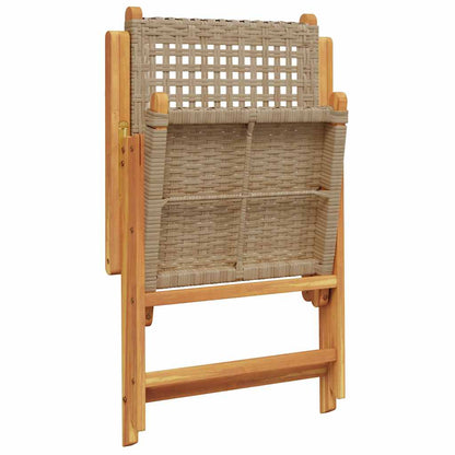 7-Delige Tuinset Poly Rattan En Massief Hout Beige