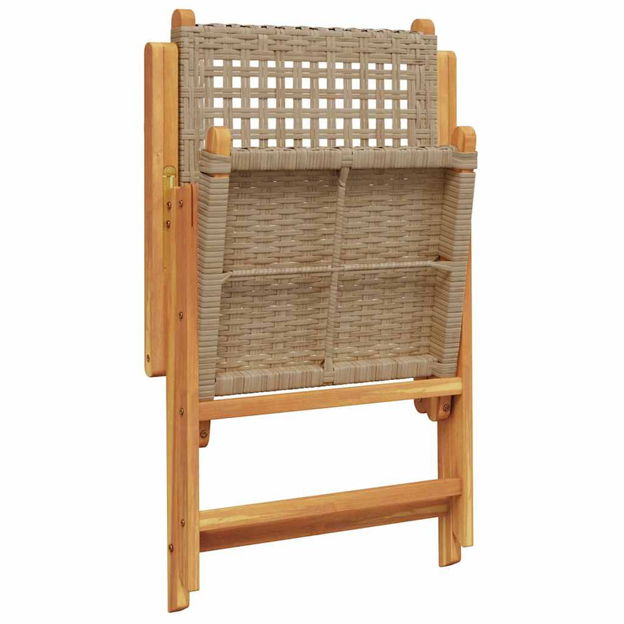 7-Delige Tuinset Poly Rattan En Massief Hout Beige