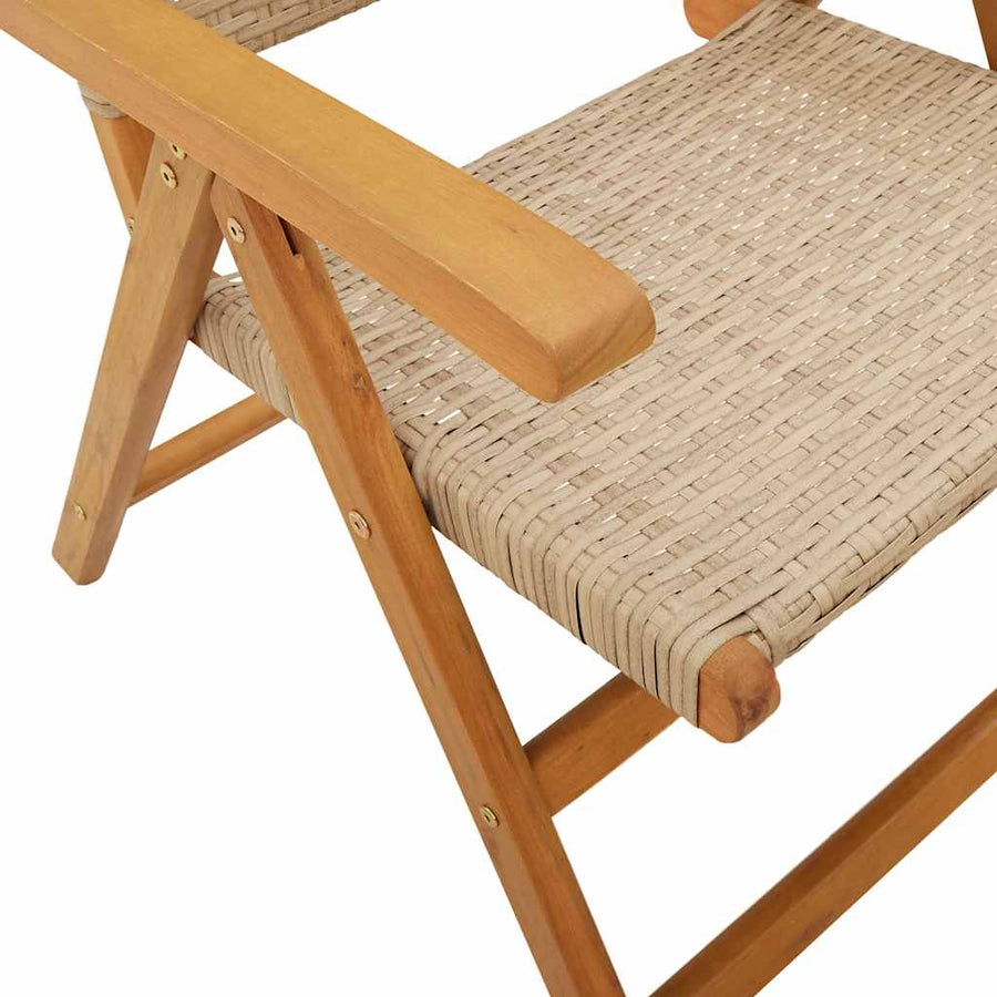 7-Delige Tuinset Poly Rattan En Massief Hout Beige