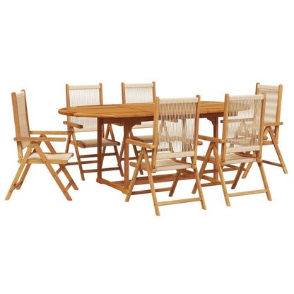 7-delige Tuinset polypropeen en massief hout beige
