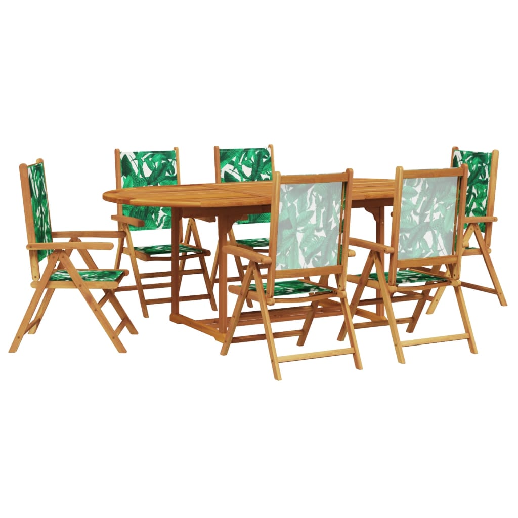 7-Delige Tuinset Stof En Massief Hout Bladpatroon