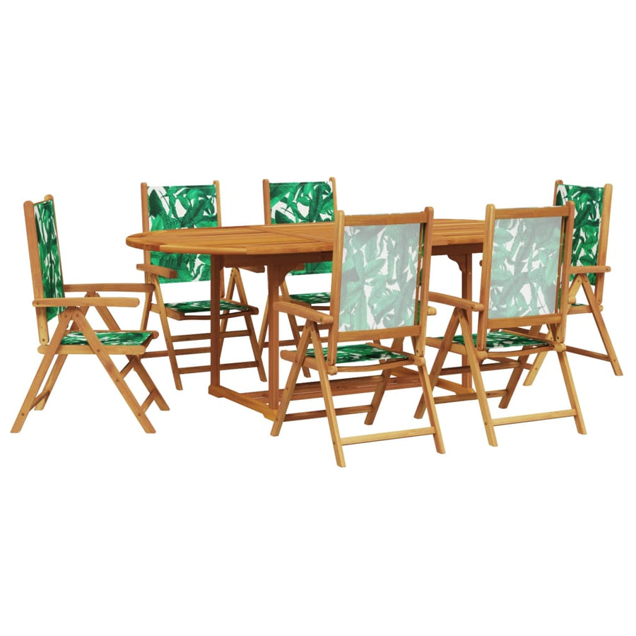 7-Delige Tuinset Stof En Massief Hout Bladpatroon