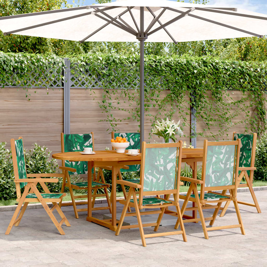 7-Delige Tuinset Stof En Massief Hout Bladpatroon