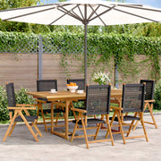 Tuinset 7-delig poly rattan massief hout zwart